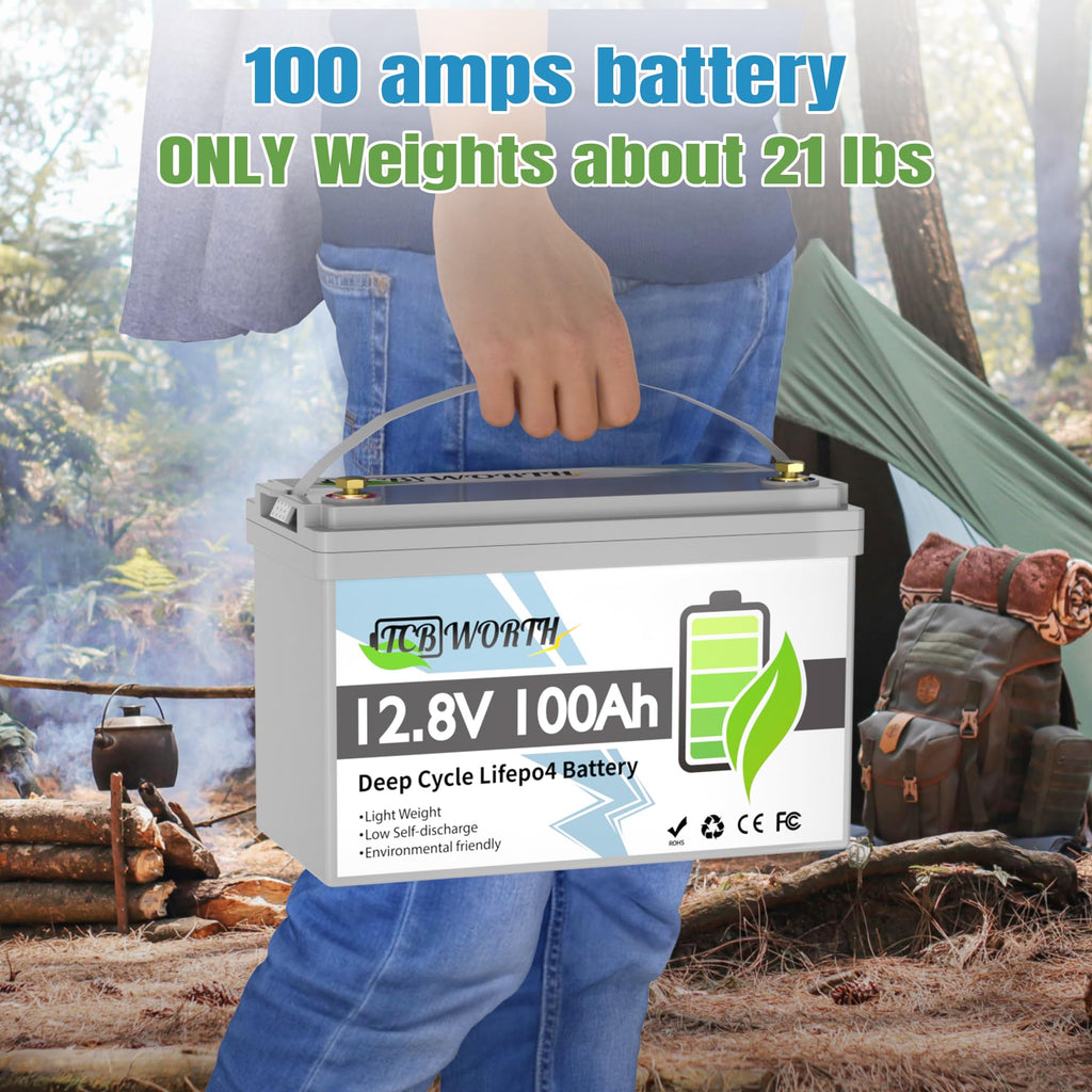 12V 100Ah LiFePO4 Deep Cycle Lithium Battery with 100A BMS P53343