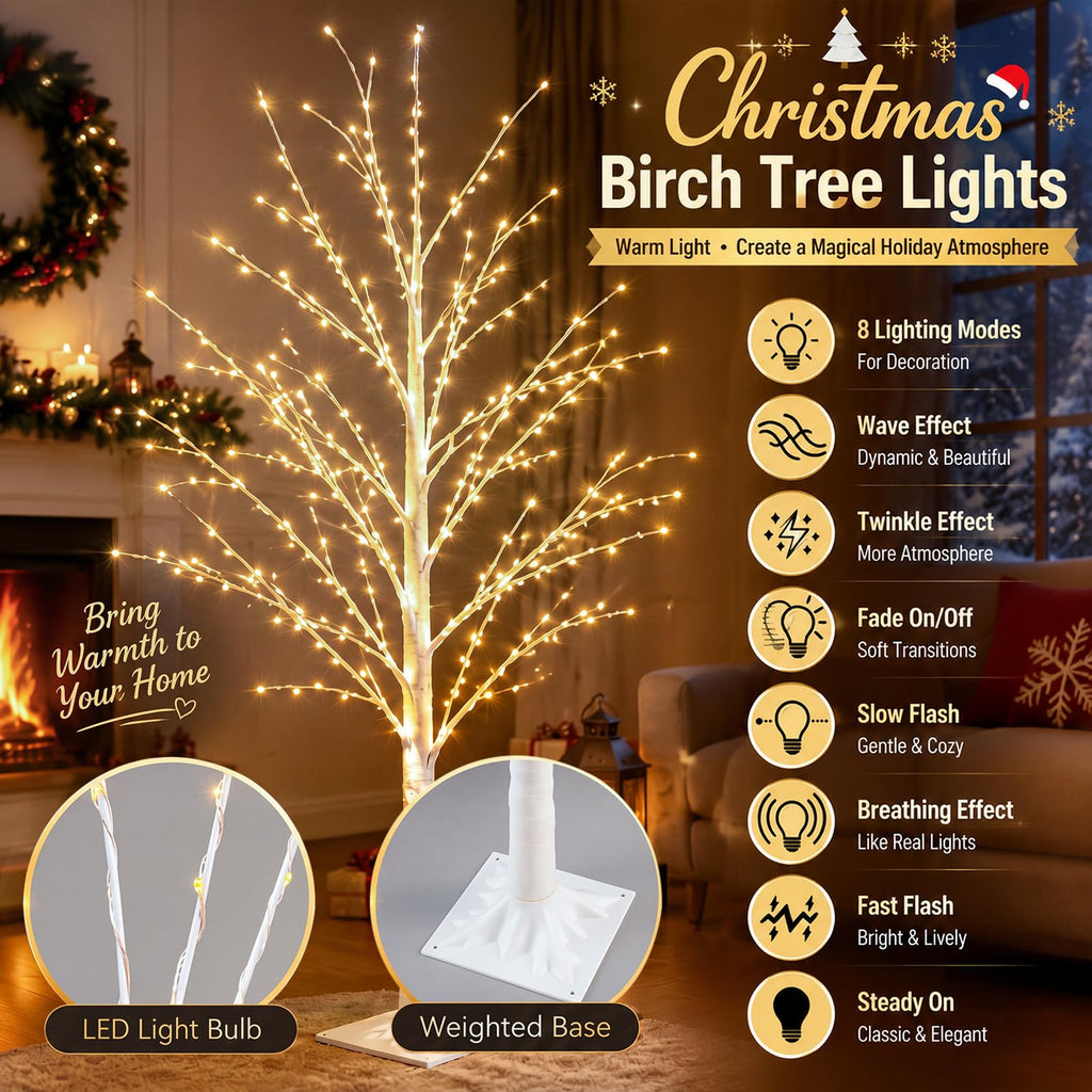 4 Pack Lighted Birch Tree M31814