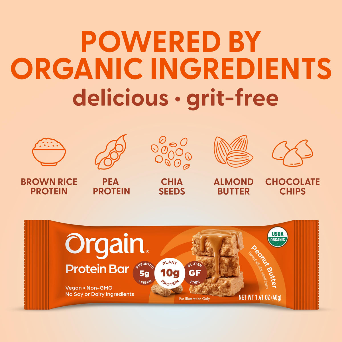 Organic Vegan 10g Protein Bars Peanut Butter 12 Pk H327