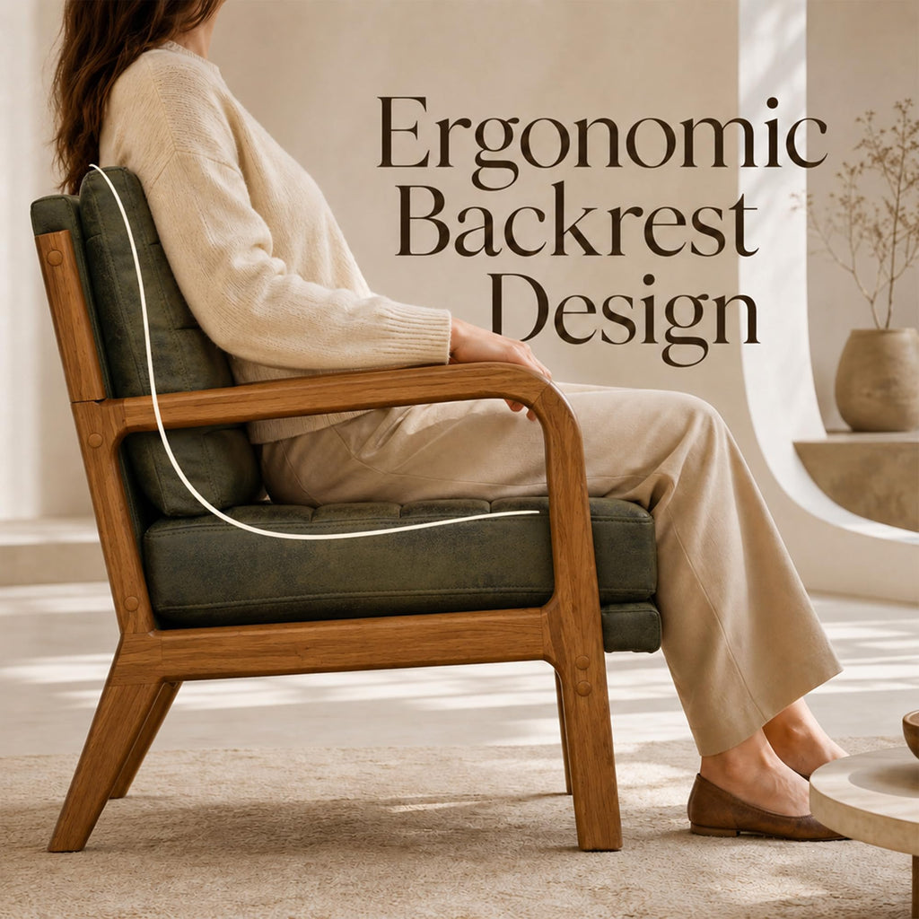 Mid-Century Modern Accent Chair Set of 2 Green P300