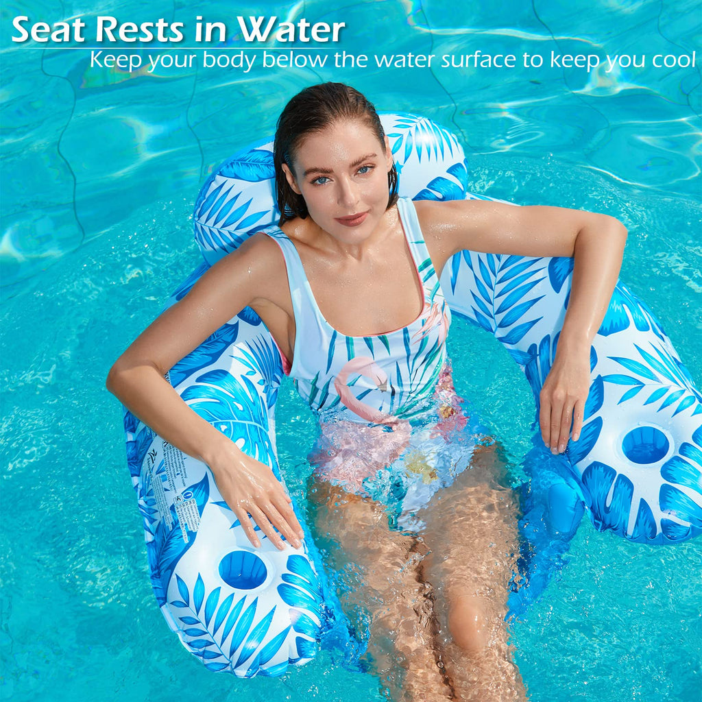 Inflatable Pool Float Chair 2Pack with Cup Holder R58792