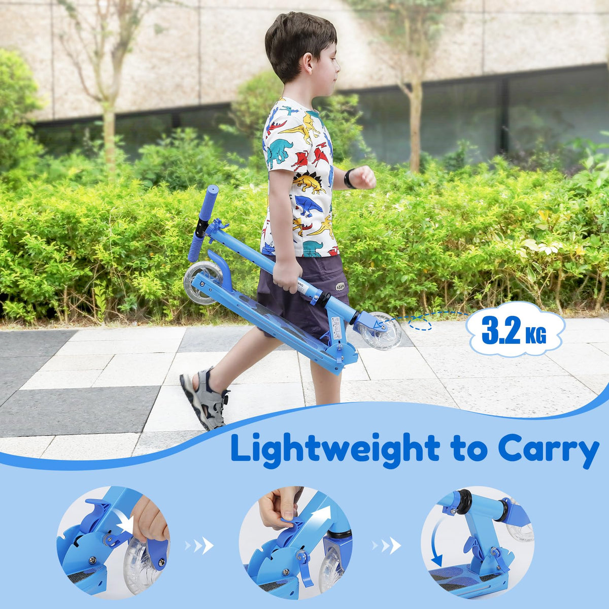 2 Wheel Adjustable Height Foldable Lightweight Kick Scooter M453