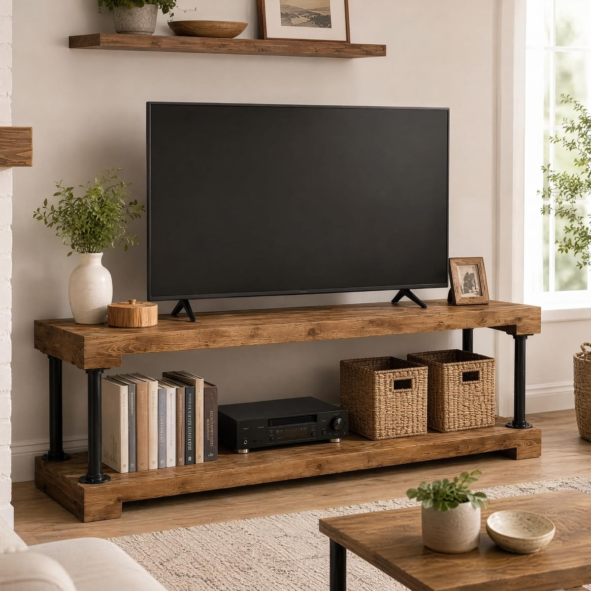 Solid Wood TV Stand for 75-Inch TV F18455