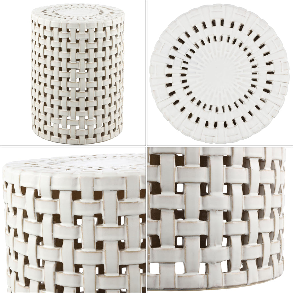 Cream Ceramic Decorative Accent Garden Stool U23076