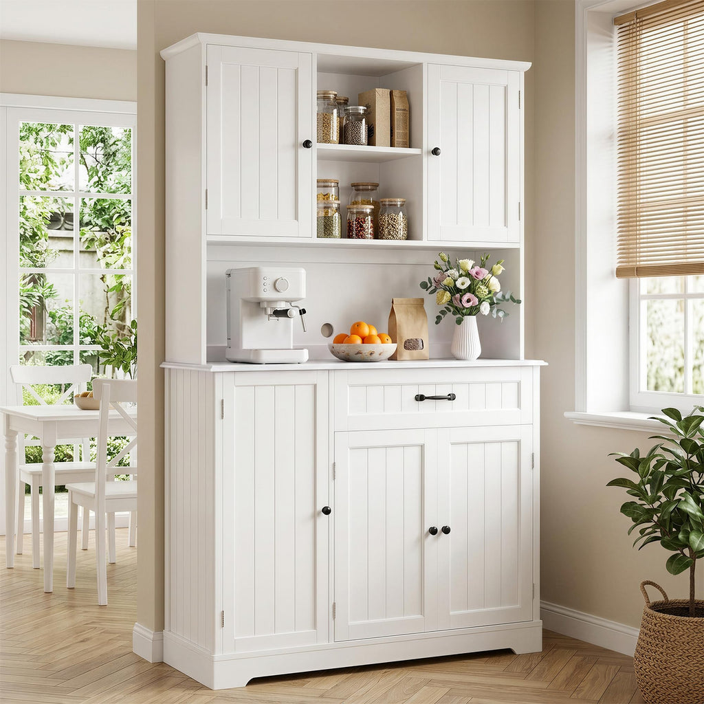 Tall White Kitchen Storage Cabinet with Door and Shelves G7934