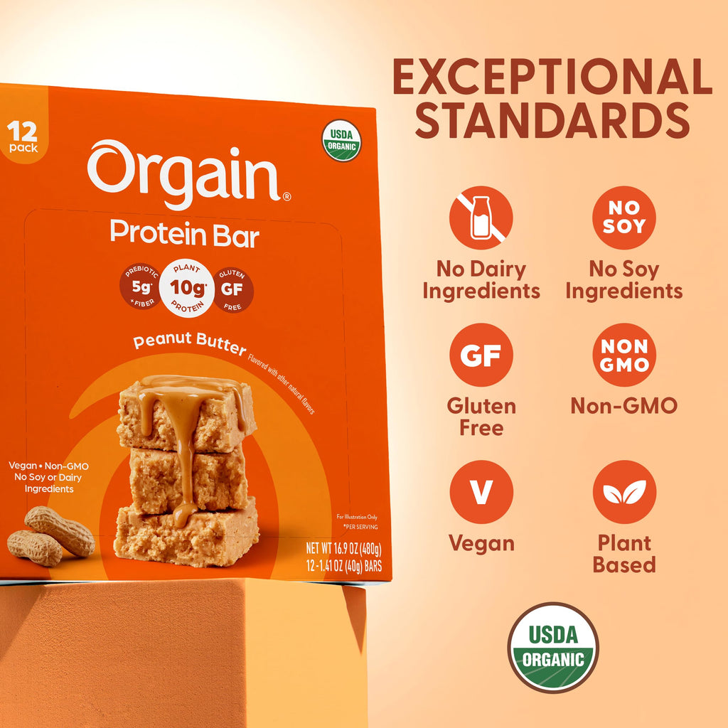 Organic Vegan 10g Protein Bars Peanut Butter 12 Pk H327