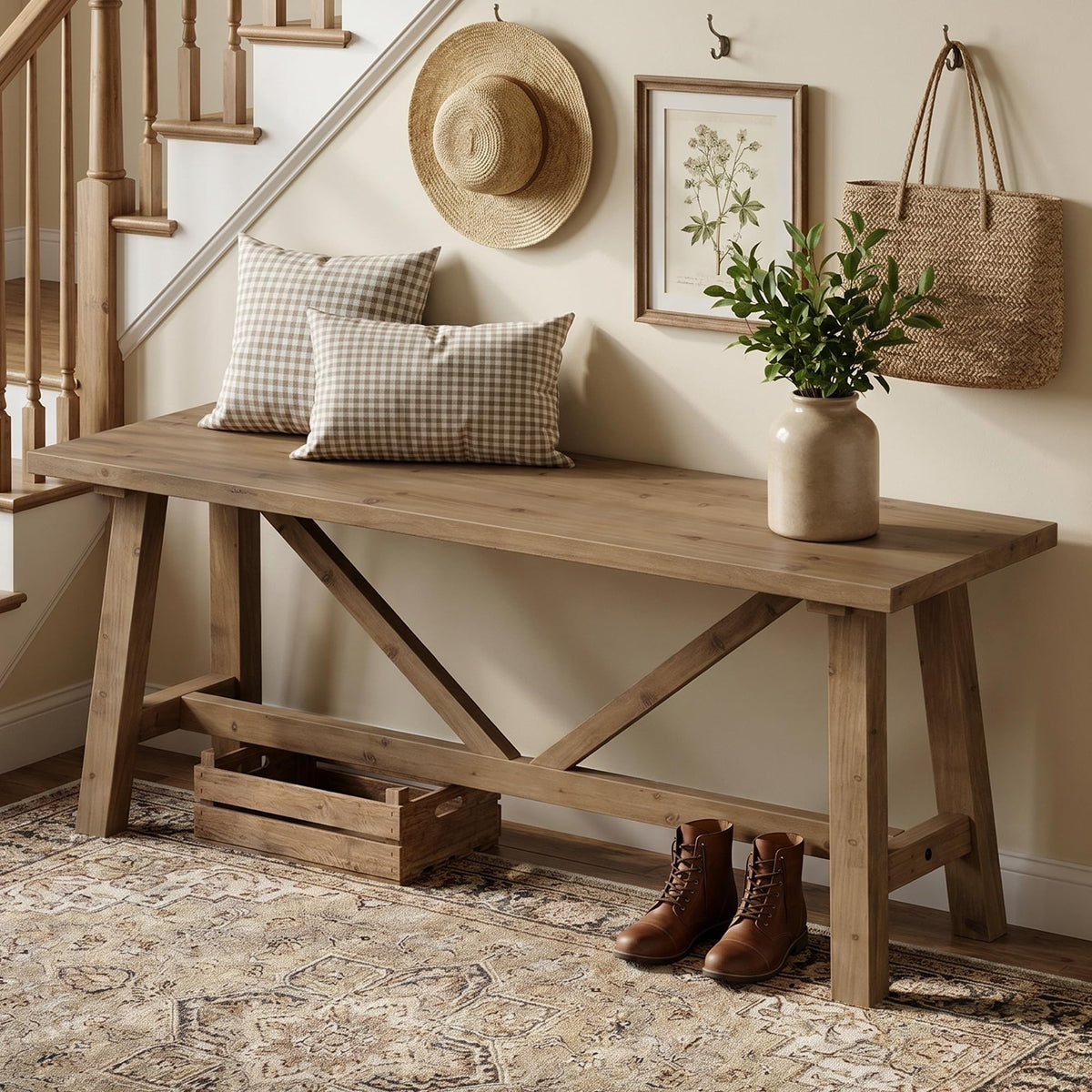 43" Solid Wood Bench V2830