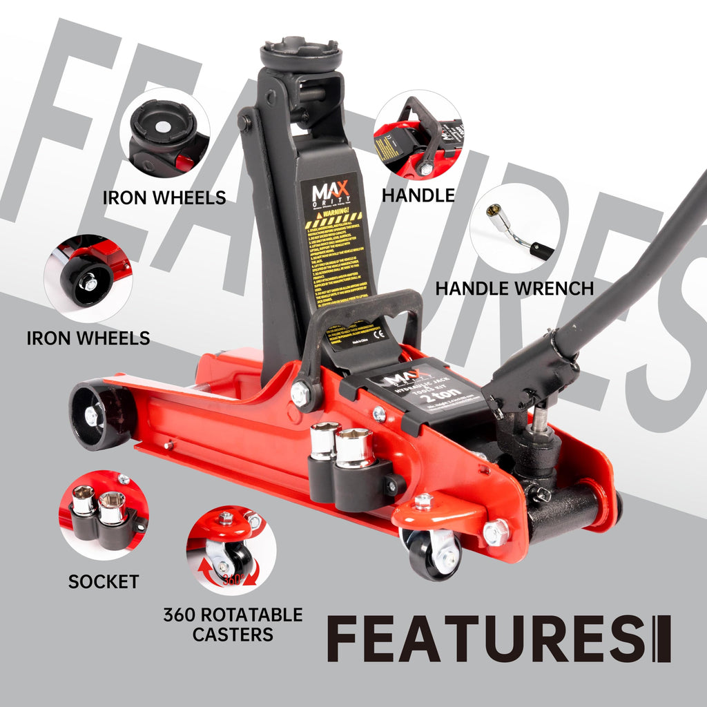 2-Ton Hydraulic Low Profile Trolley Floor Jack with Carrying Case and Tire Tool Kit H426