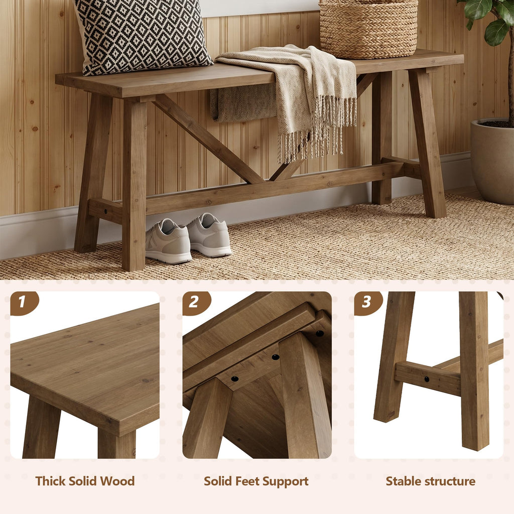 43" Solid Wood Bench V2830