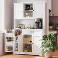 Tall White Kitchen Storage Cabinet with Door and Shelves G7934