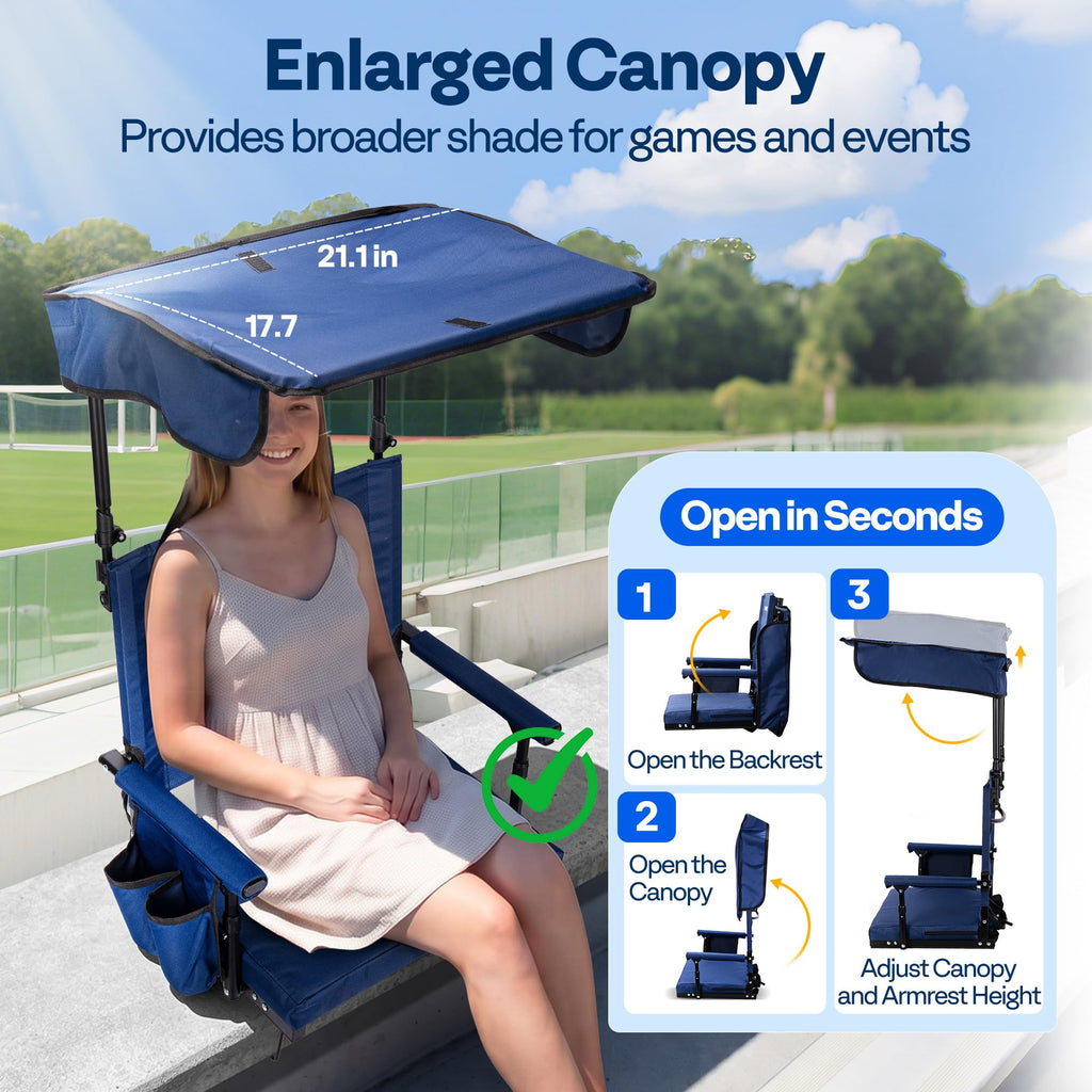 Stadium Seat with Sunshade Canopy and Back Support Z431