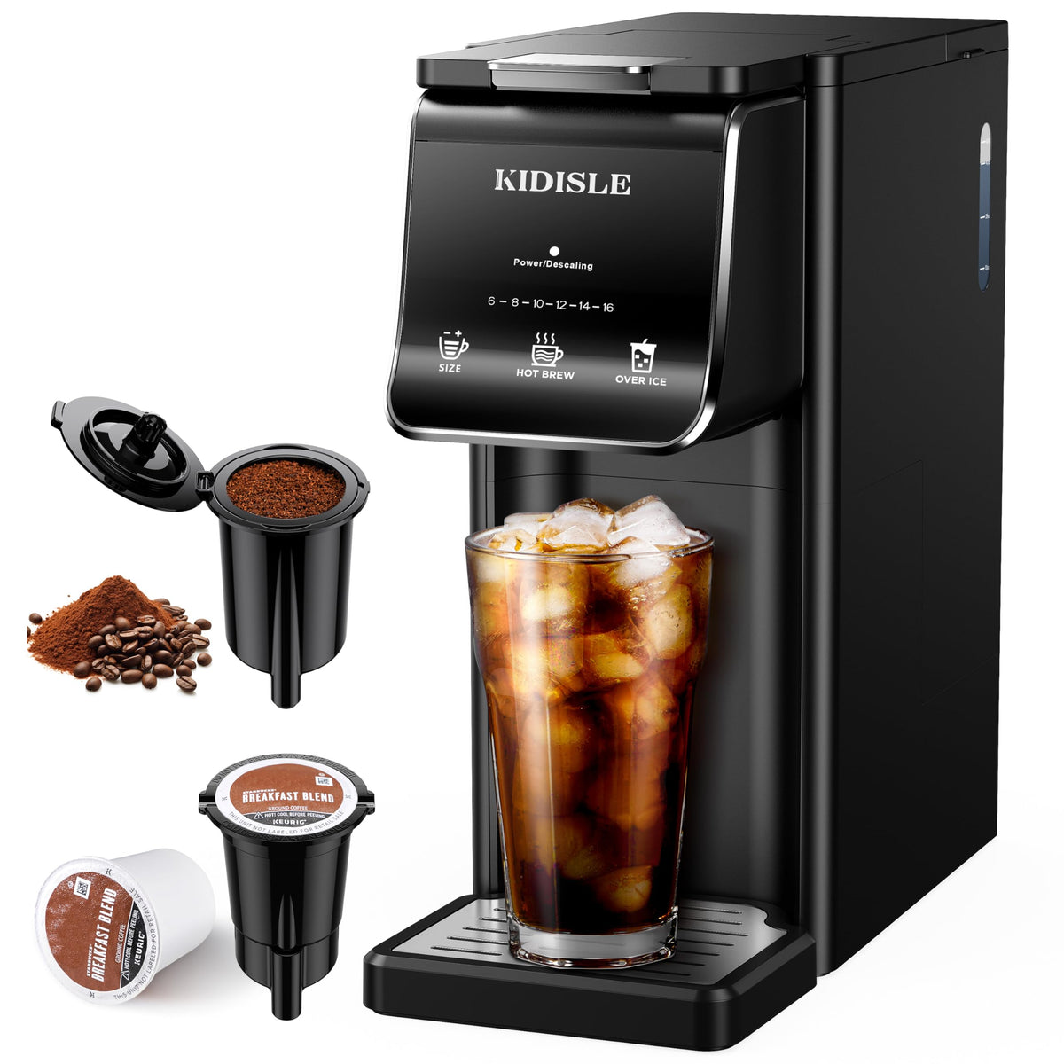 Black Single Serve Coffee Maker with 40oz Water Tank Q12877