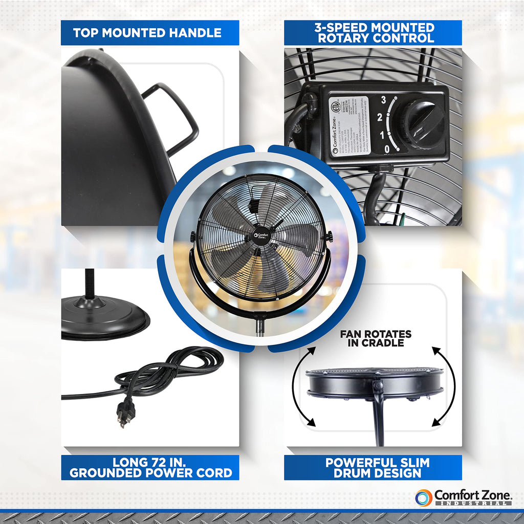 20-Inch High-Velocity Industrial Pedestal Fan Y258