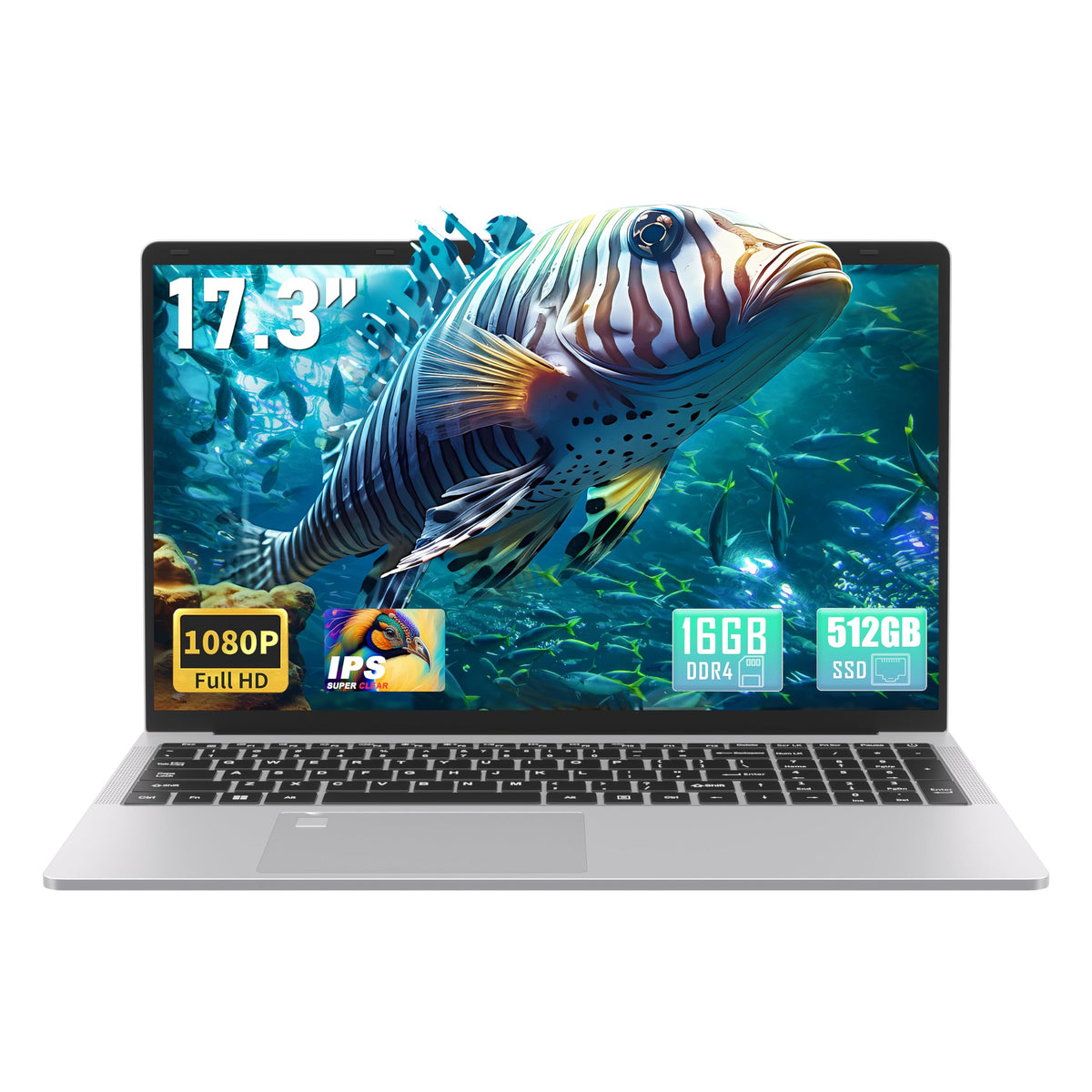 17.3" FHD IPS Business Laptop Computer, Silver E78903