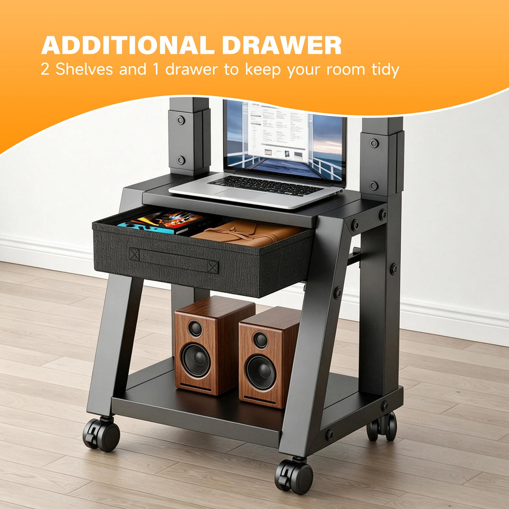 Heavy Duty TV Cart on Wheels with Drawer M7994