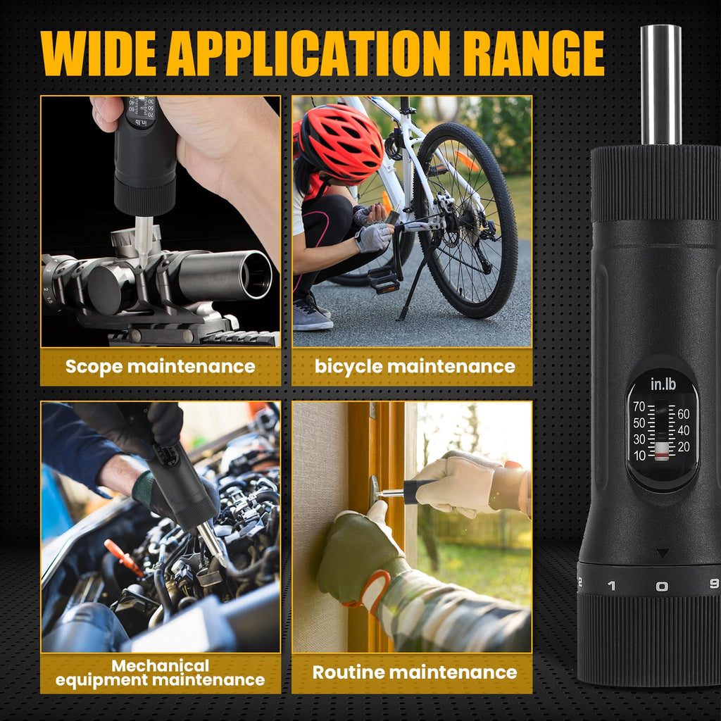 Torque Screwdriver with 12 Pieces Interchangeable Bits 1/4" Drive Black P93173