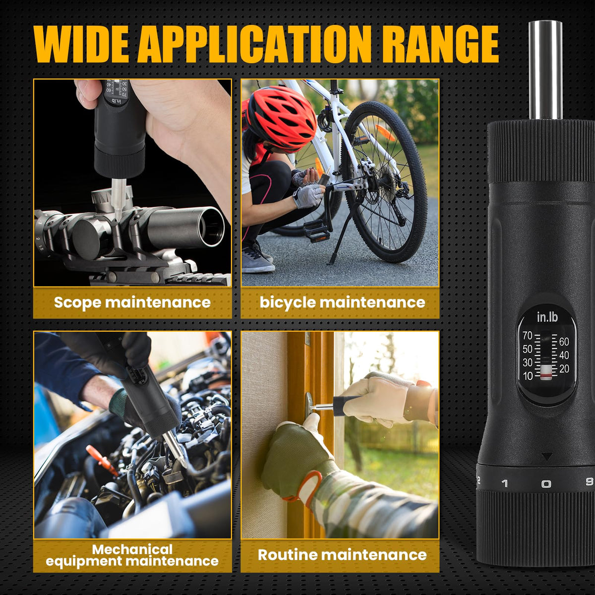 Torque Screwdriver with 12 Pieces Interchangeable Bits 1/4" Drive Black P93173