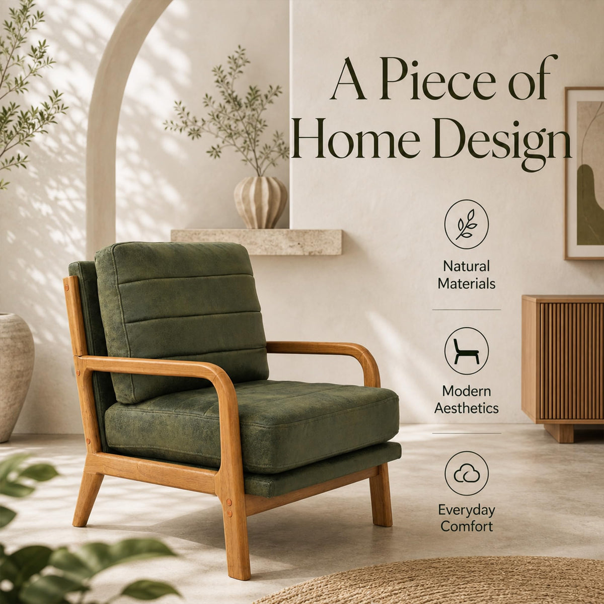 Mid-Century Modern Accent Chair Set of 2 Green P300