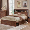 Queen Size Wood Bed Frame with Storage Headboard and 4 Drawers Q956