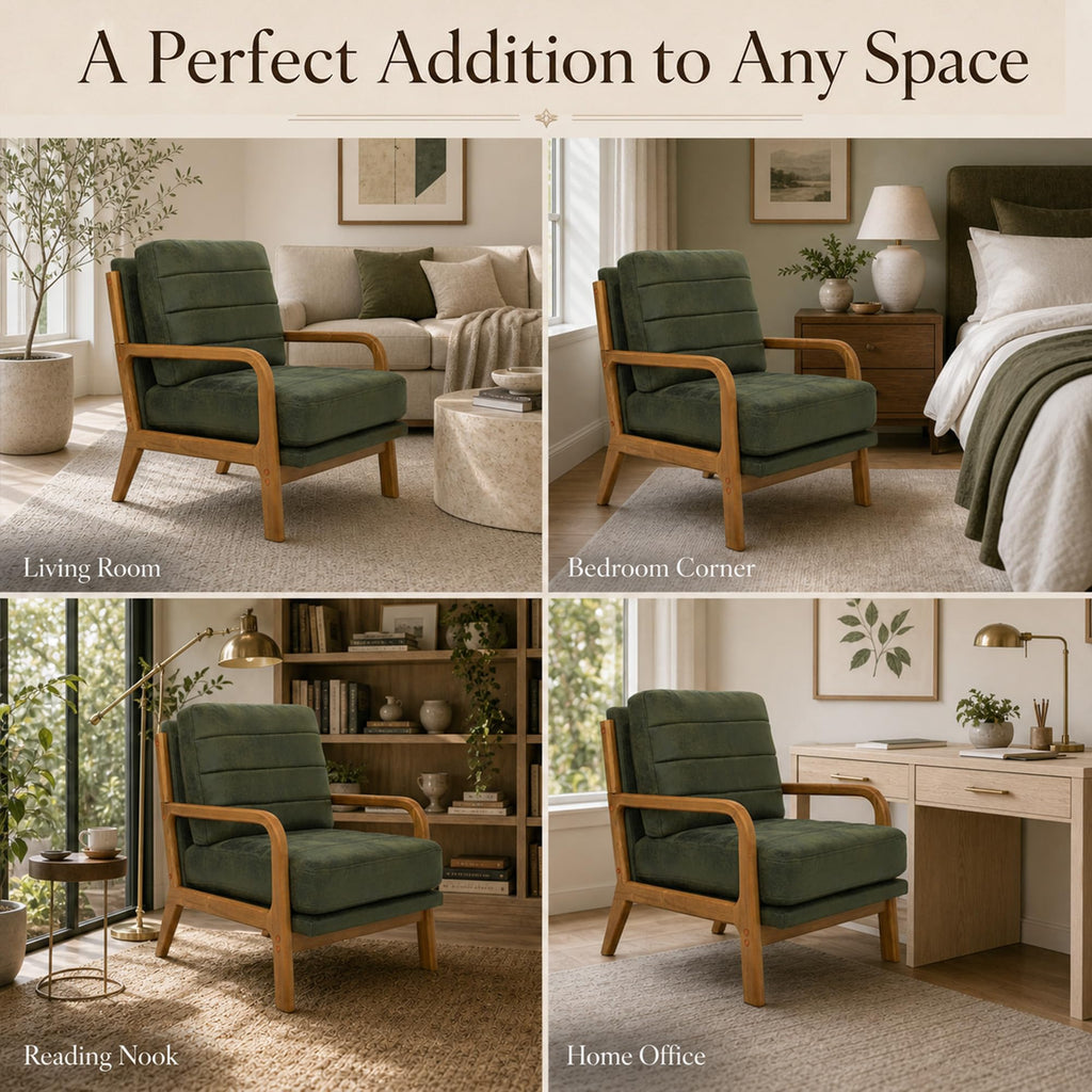 Mid-Century Modern Accent Chair Set of 2 Green P300