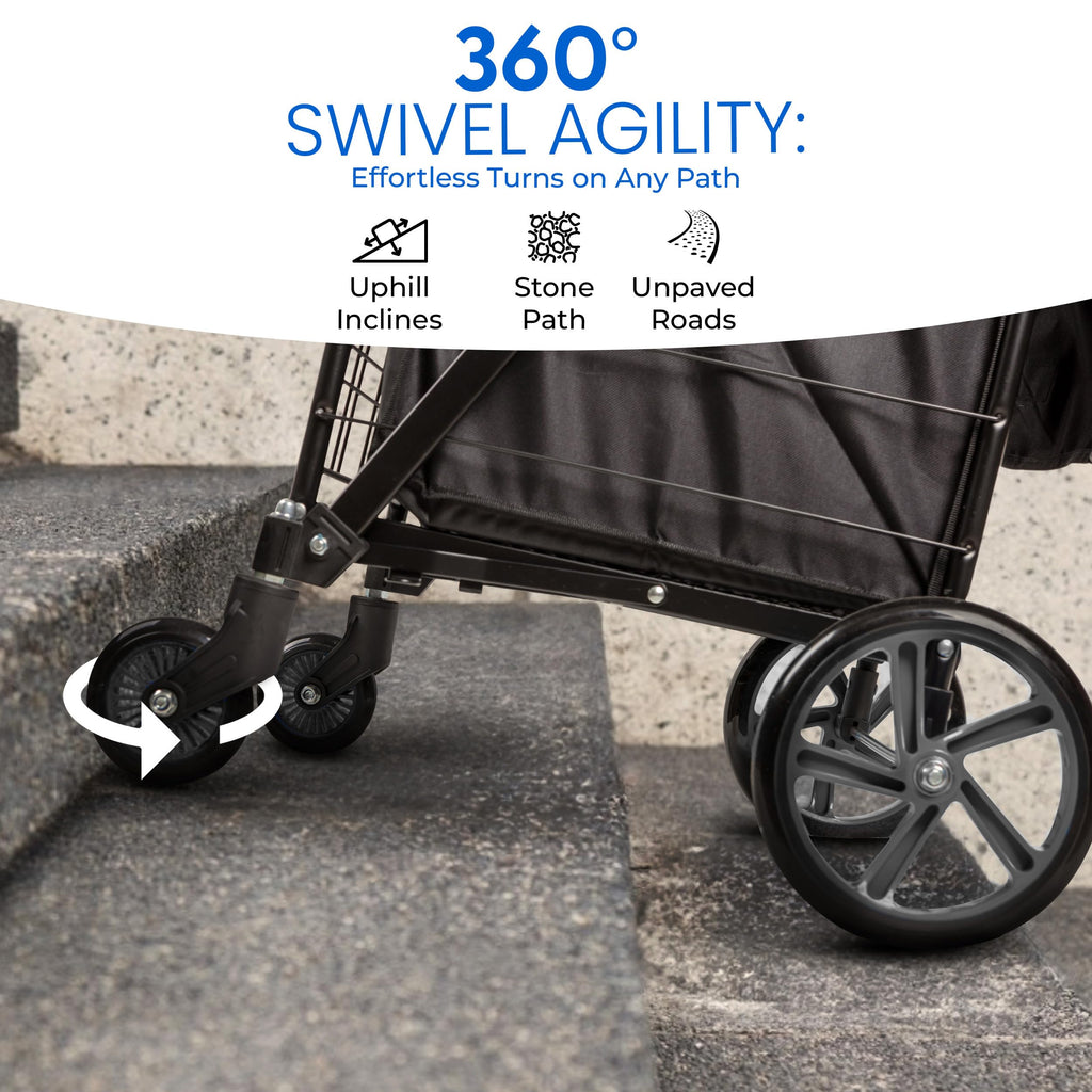 Large Folding Utility Shopping Cart with Removable Liner, 110 lb Capacity, Black K23986