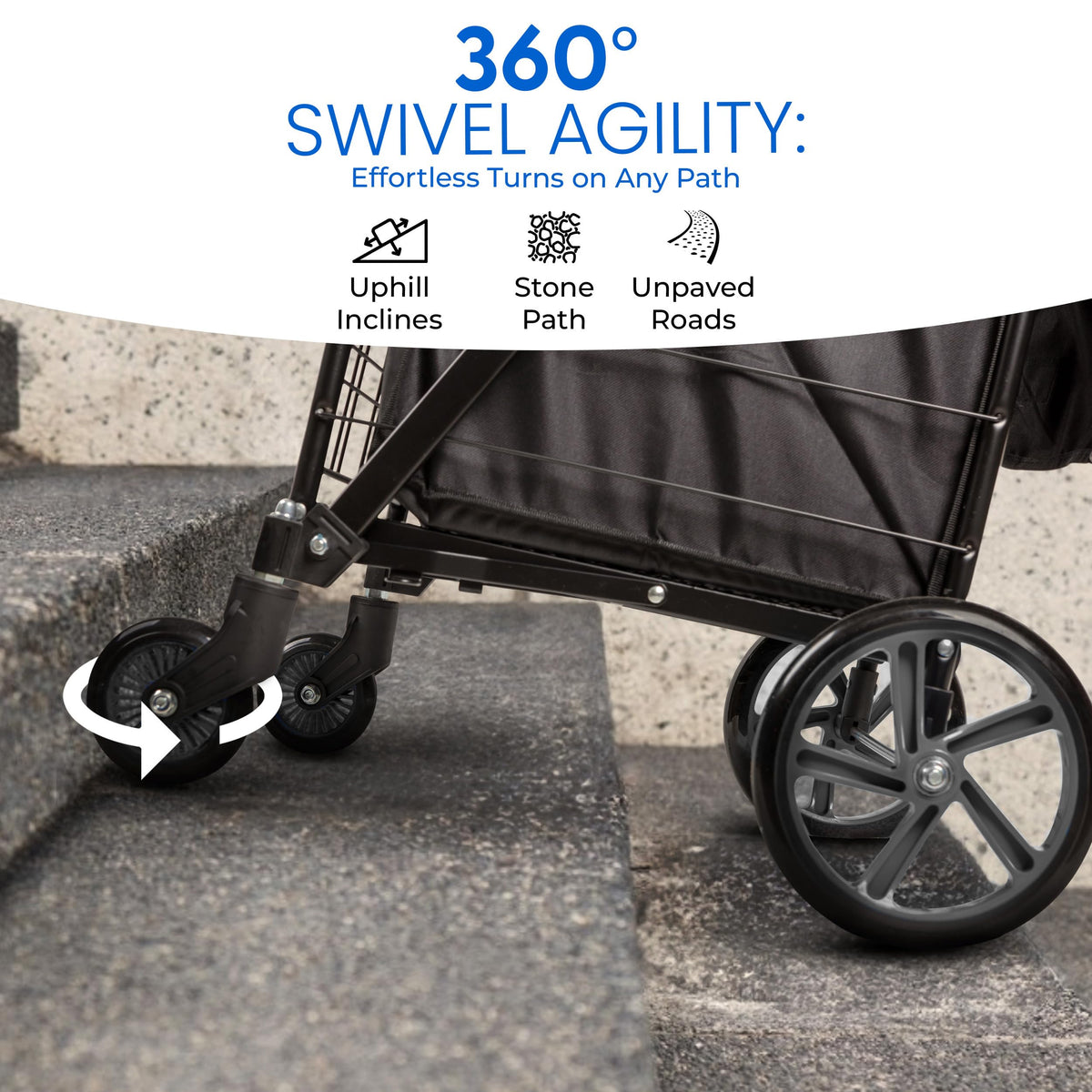 Large Folding Utility Shopping Cart with Removable Liner, 110 lb Capacity, Black K23986
