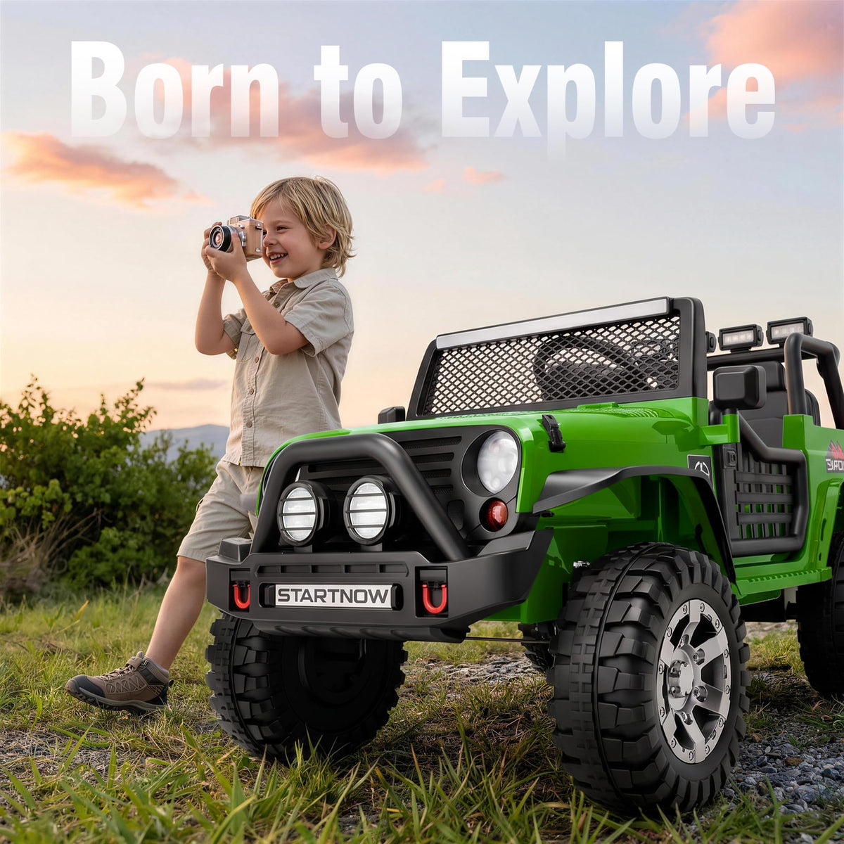 24V 4WD Ride on Truck Car with 800W Motors, Remote Control, 2 Seaters, Green L4125