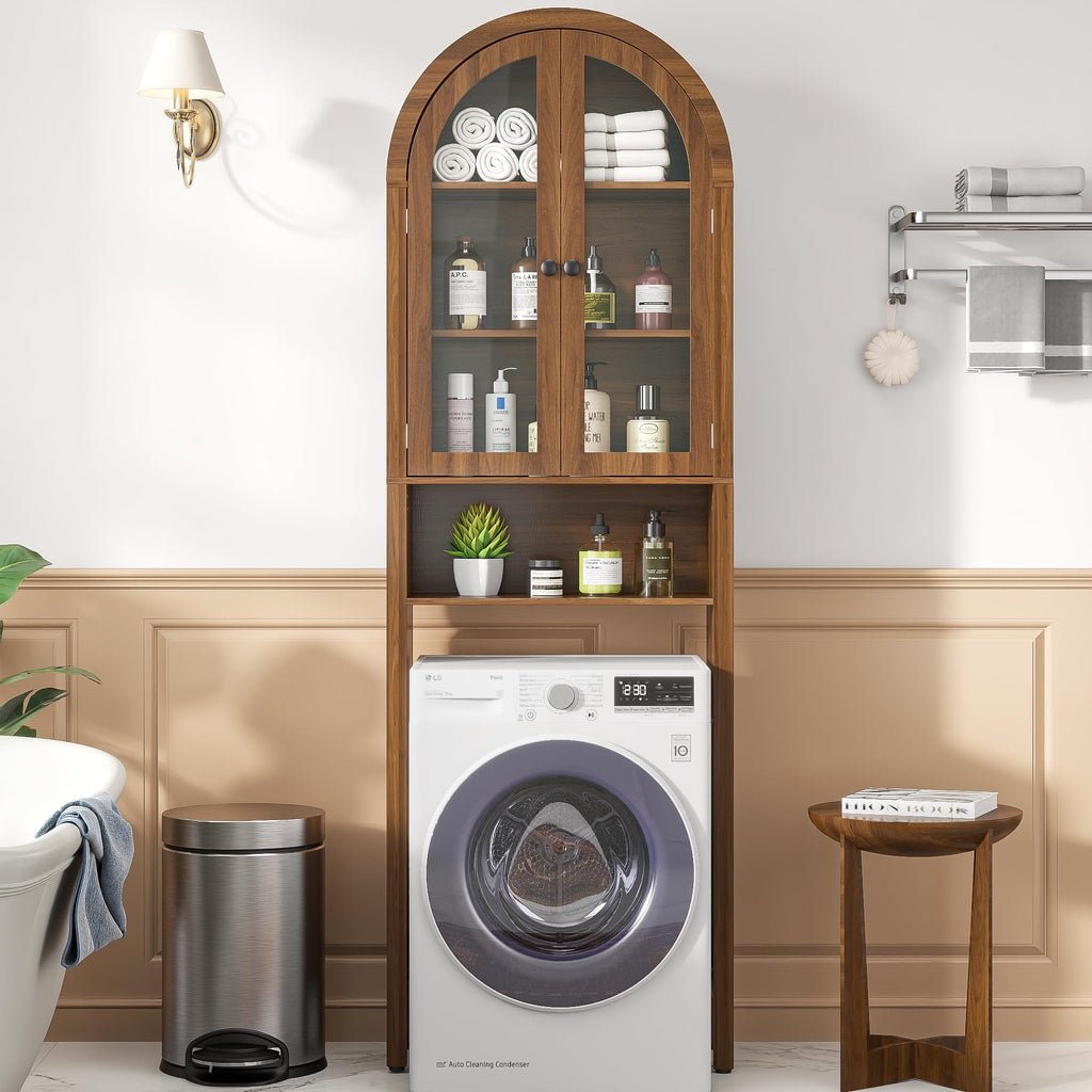 Arched Over The Toilet Storage Cabinet with Acrylic Doors G6573