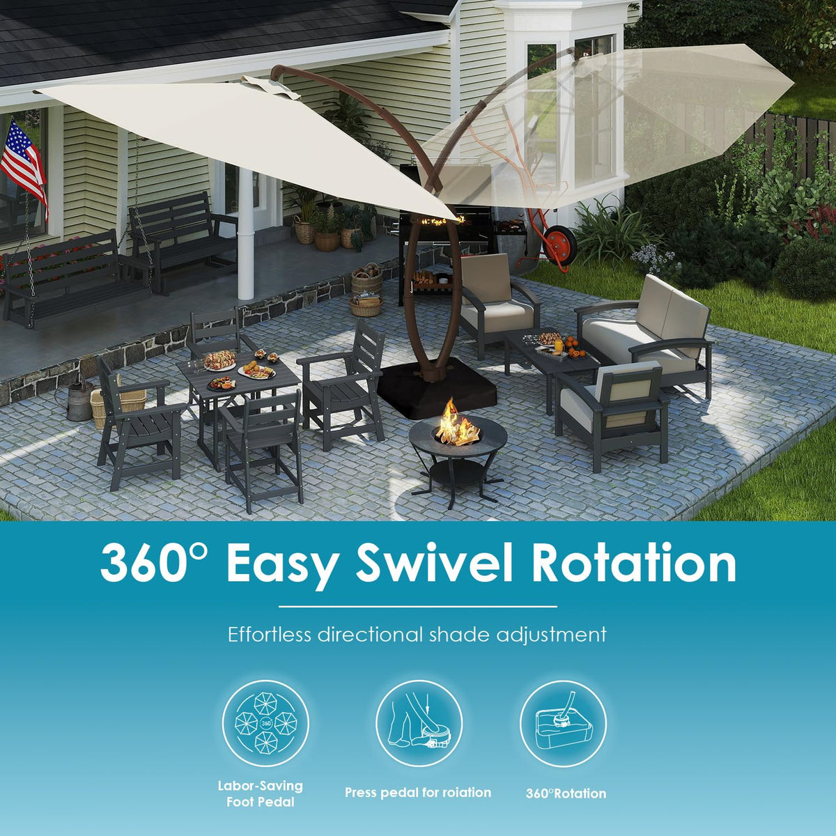 11-FT Patio Offset Cantilever Umbrella with Base N31245