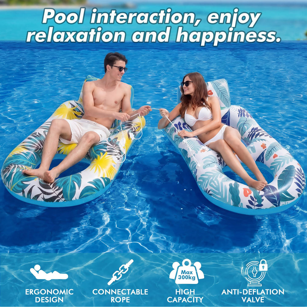 2 Pack Adult Pool Float Lounger with Cup Holders D228