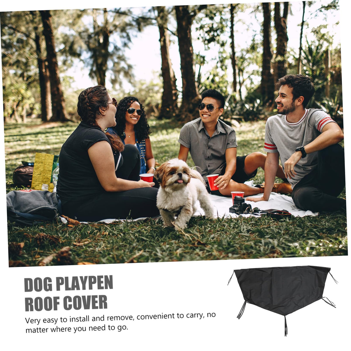 Waterproof Dog Playpen Roof Cover with Sun Shade 210D Oxford Cloth A8650
