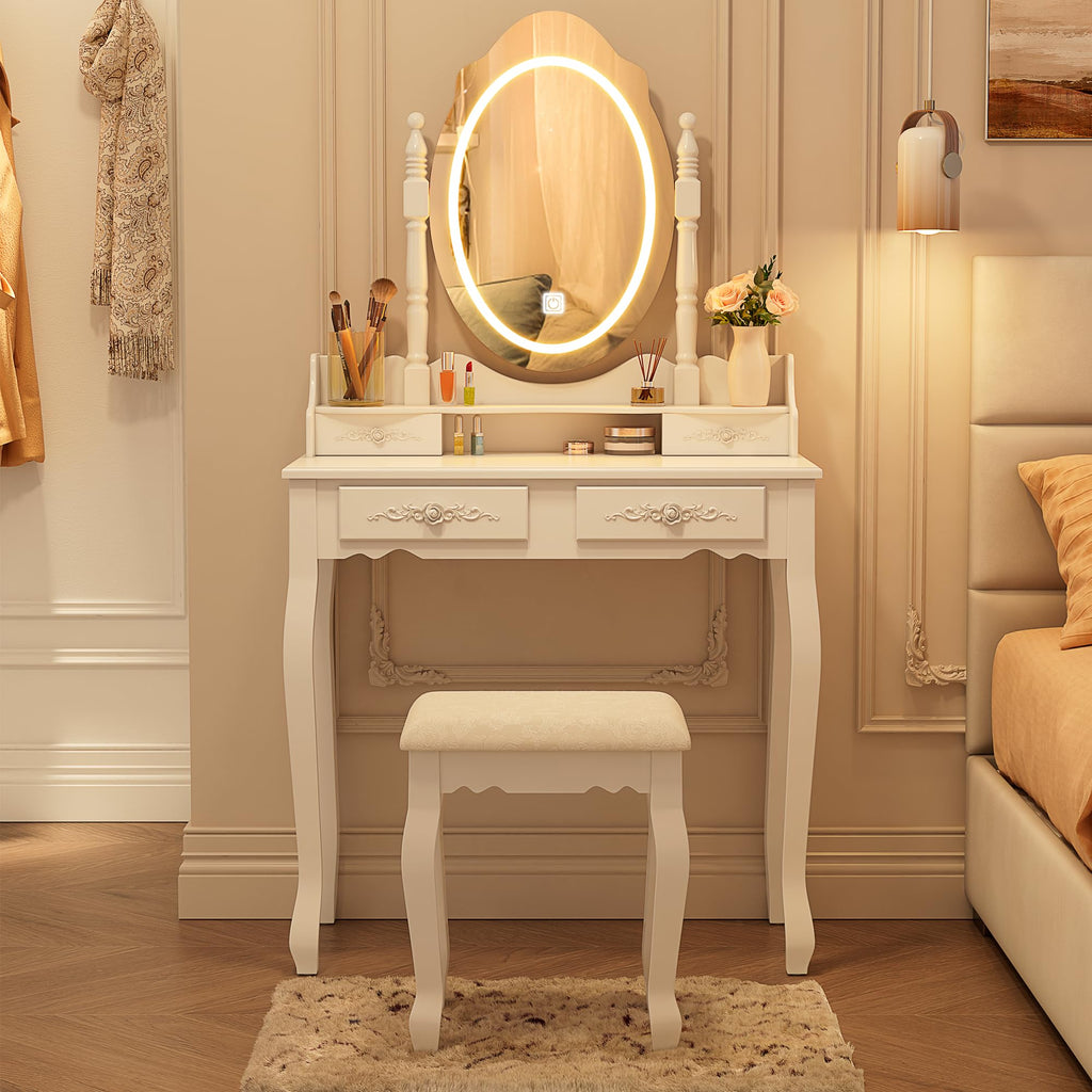 Vanity Desk with Mirror and Lights O63903