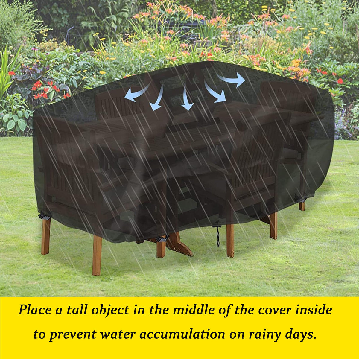 Black 420D Oxford Waterproof Patio Table Cover L7185