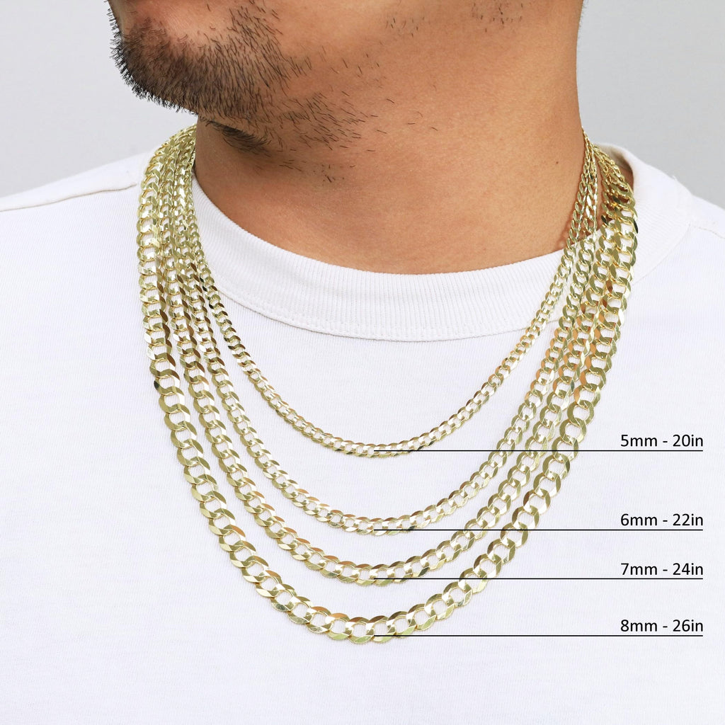 10K Yellow Gold Cuban Curb Link Chain Necklace C808