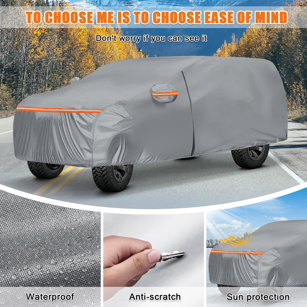 Waterproof Truck Cover for CrewCab 5.5/5.7/5.8 ft with Camper Shell Topper O474272