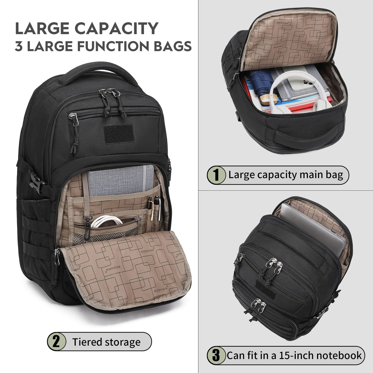 Black Small Tactical Backpack F9016