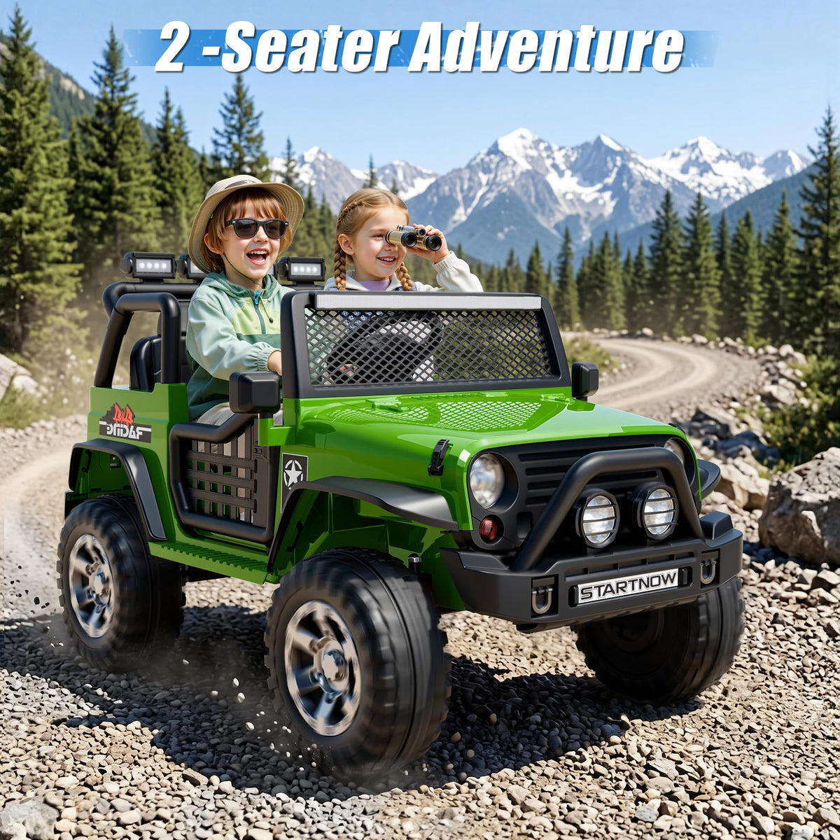 24V 4WD Ride on Truck Car with 800W Motors, Remote Control, 2 Seaters, Green L4125