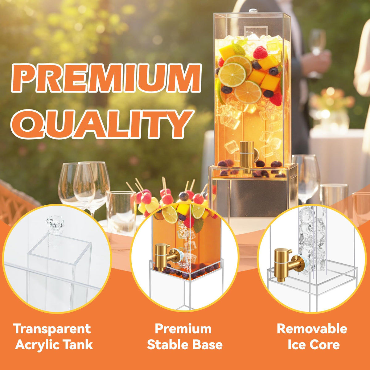 2 Gallon Drink Dispenser with Airtight Valve and Acrylic Stand P34245