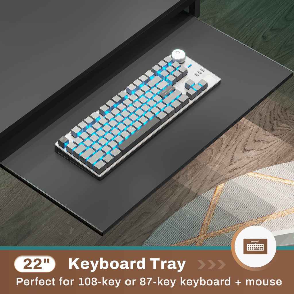 L Shaped Gaming Desk with Power Outlets & LED Strip T78392