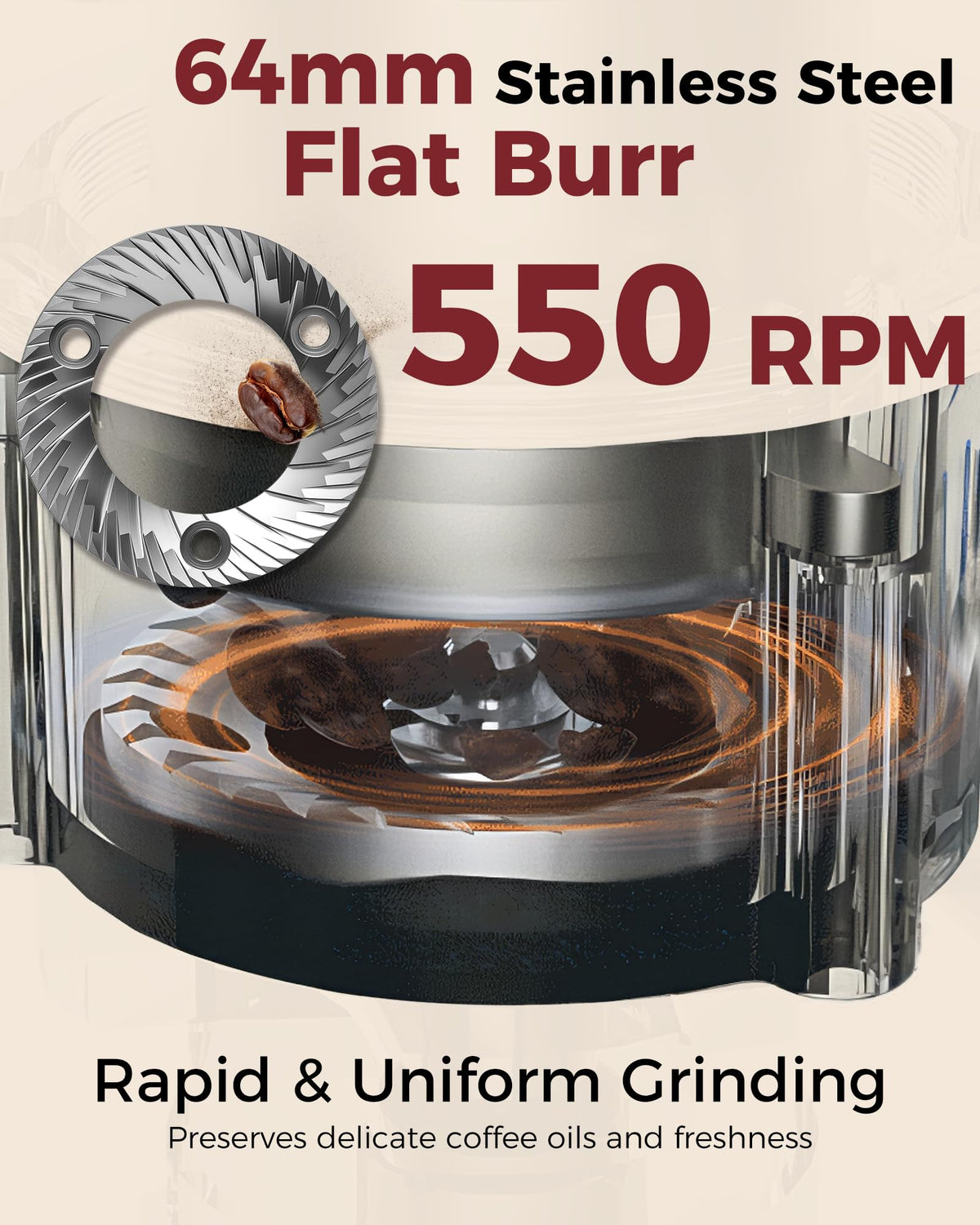 64mm Flat Burr Coffee Grinder M503