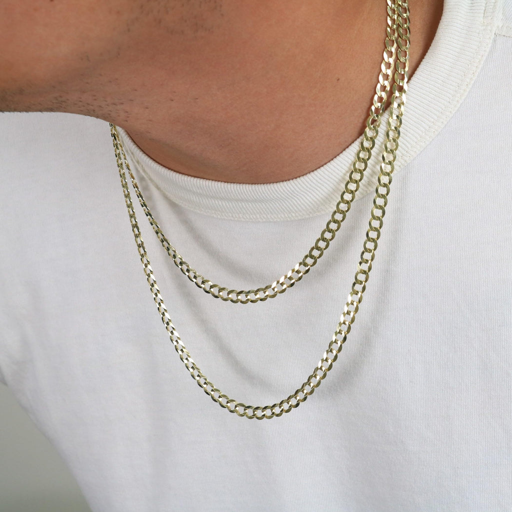 10K Yellow Gold Cuban Curb Link Chain Necklace C808