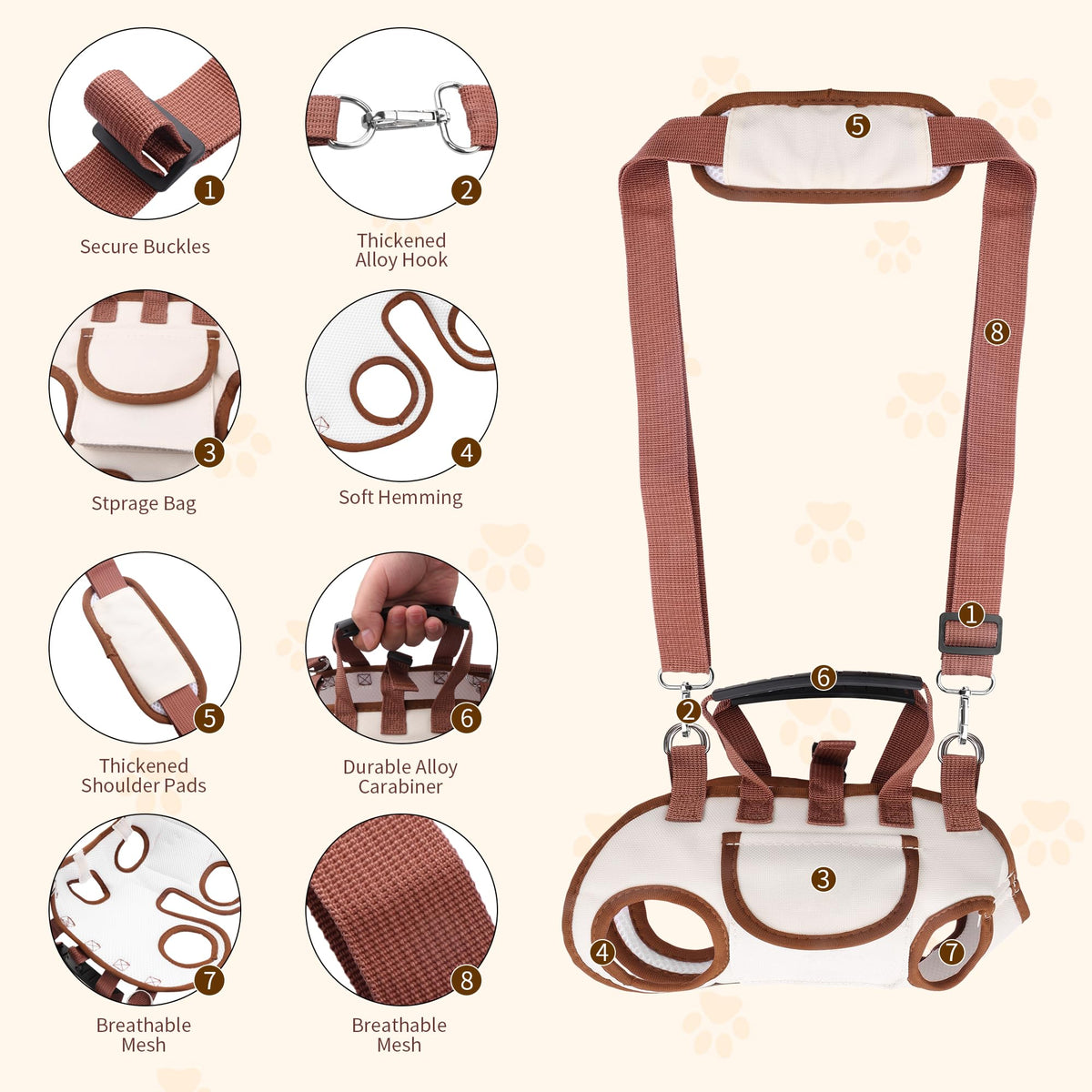 Hands Free Dog Backpack Carrier for Small Dogs, Breathable Pet Carrier with Adjustable Straps Z835
