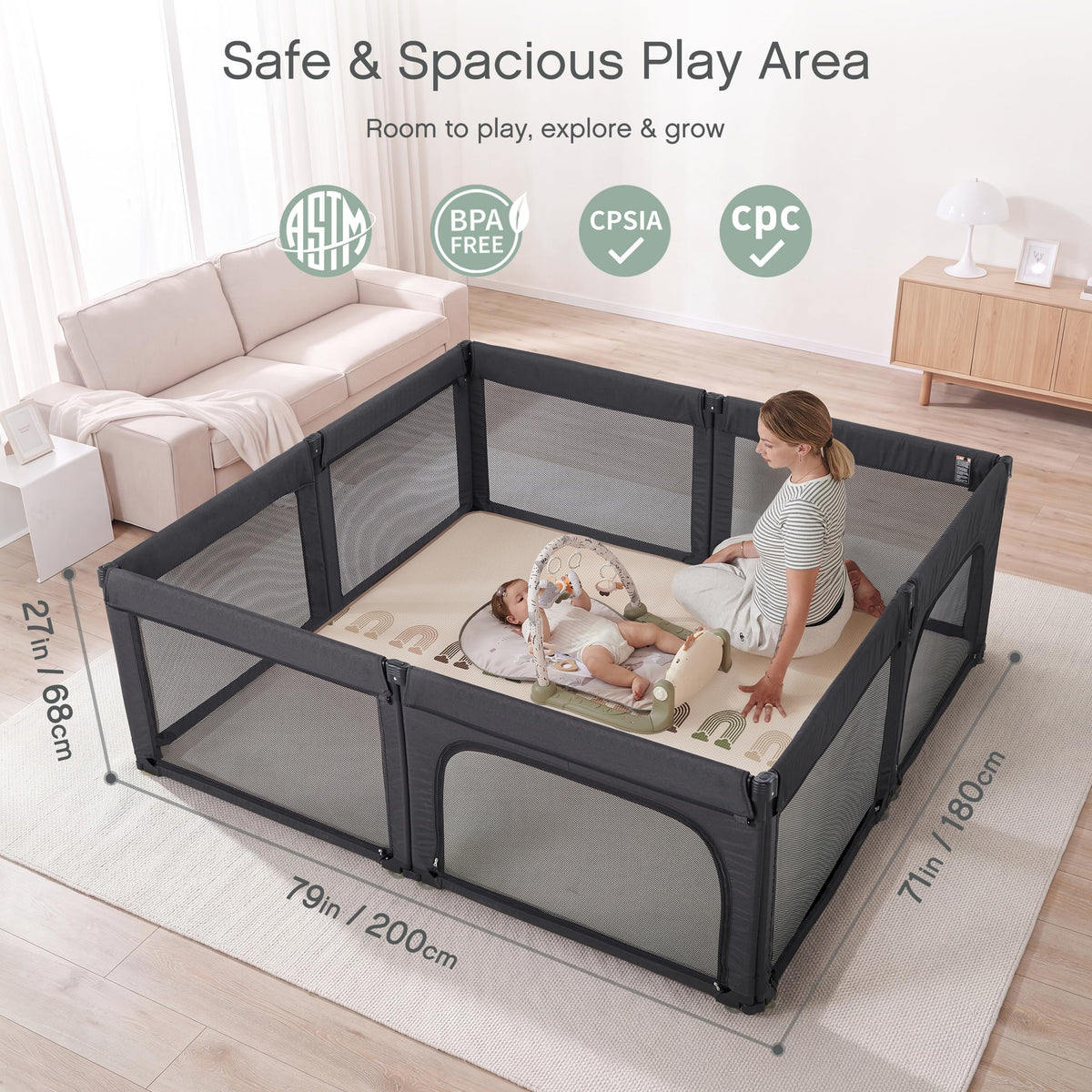 8-Panel Foldable Baby Playpen K61526