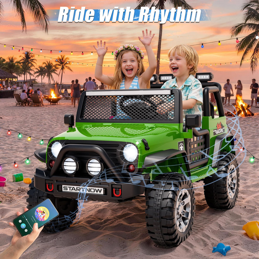 24V 4WD Ride on Truck Car with 800W Motors, Remote Control, 2 Seaters, Green L4125