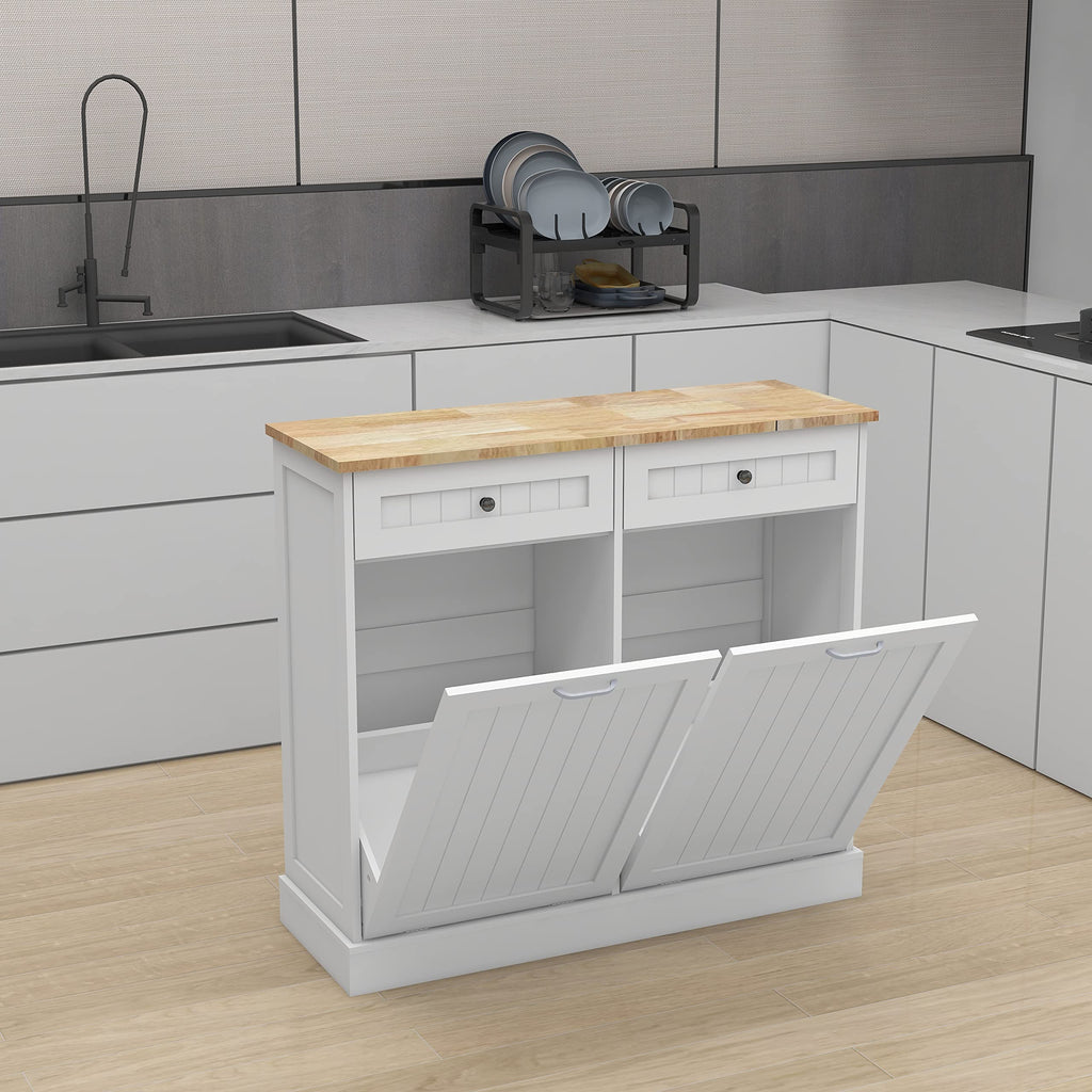 White 2 Drawer Tilt Out Trash Cabinet Y7511
