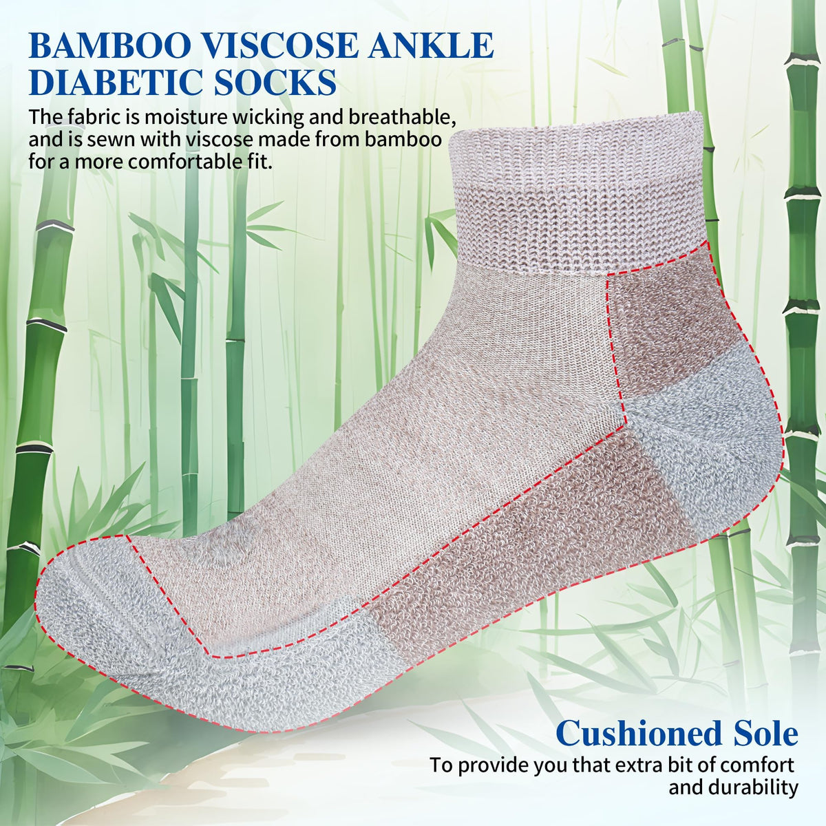 6 Pairs Ankle Diabetic Socks Q2321