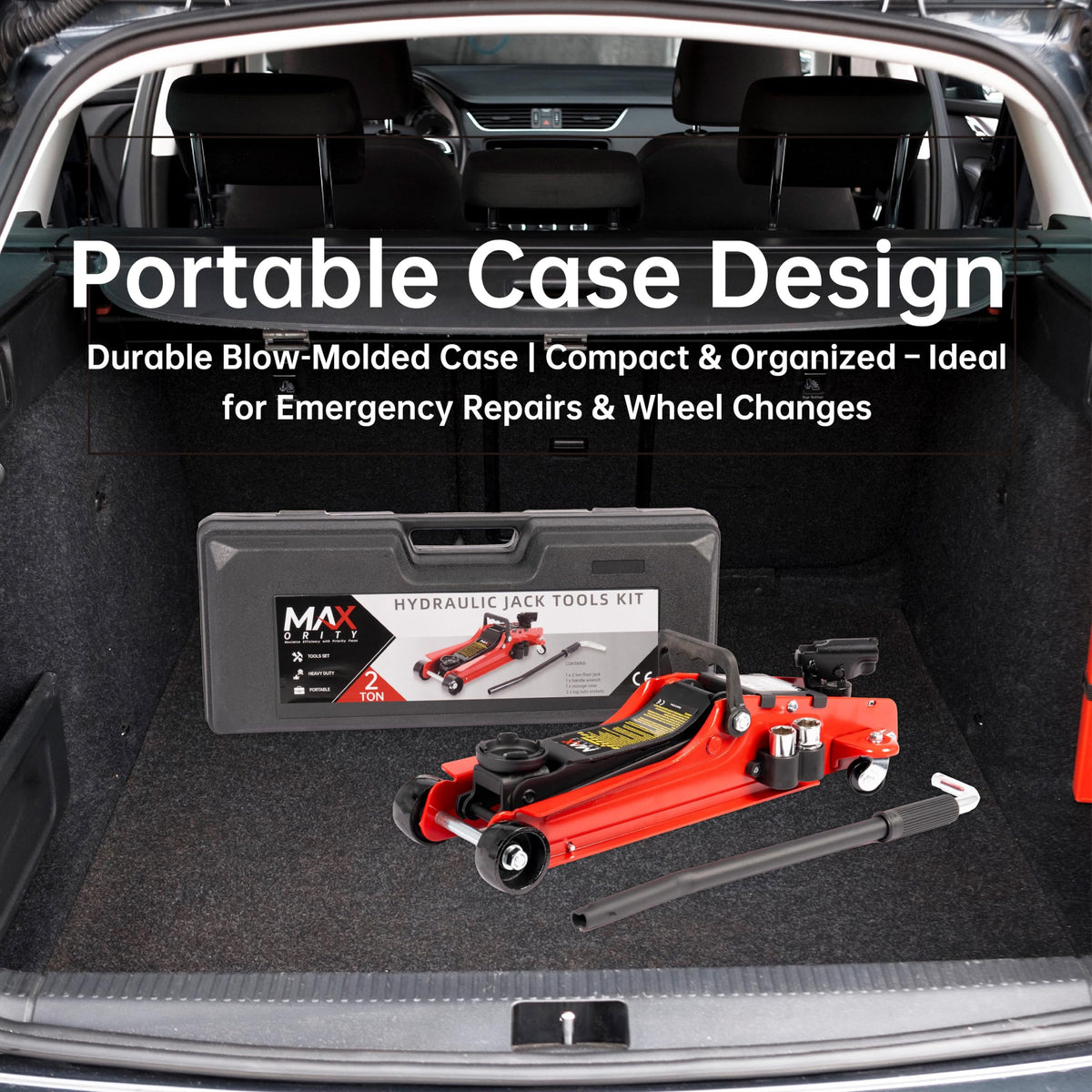 2-Ton Hydraulic Low Profile Trolley Floor Jack with Carrying Case and Tire Tool Kit H426
