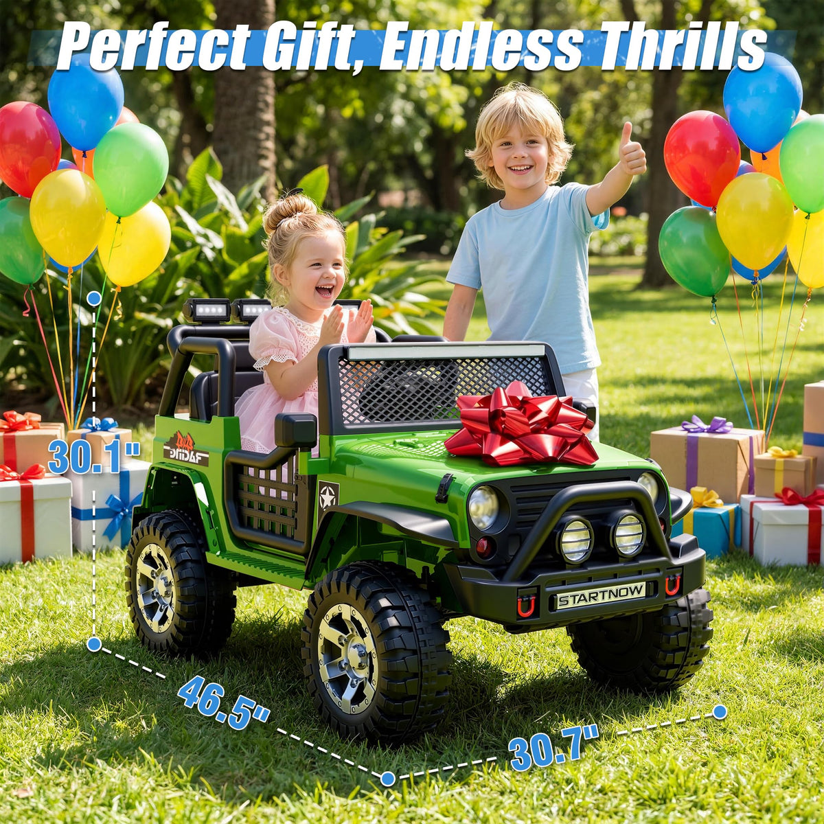 24V 4WD Ride on Truck Car with 800W Motors, Remote Control, 2 Seaters, Green L4125