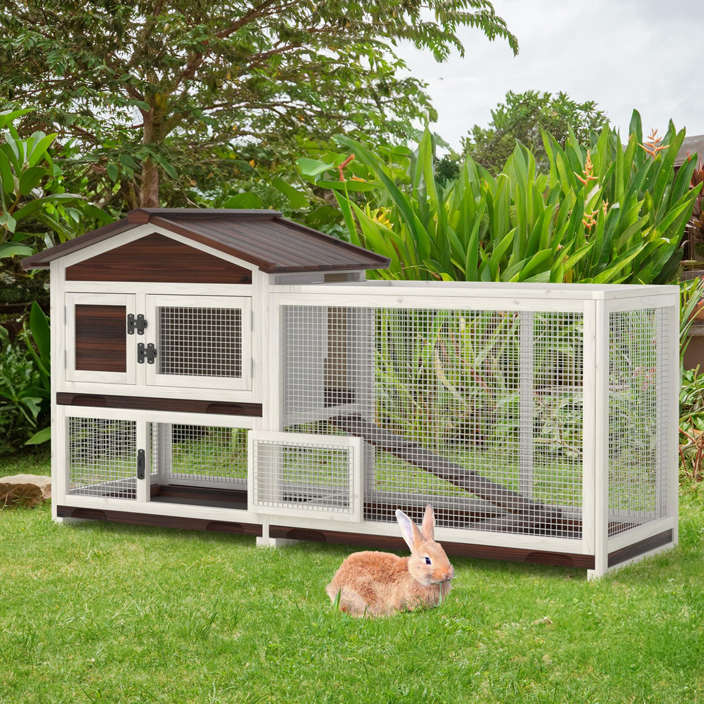 60" Wooden Rabbit Hutch E40576