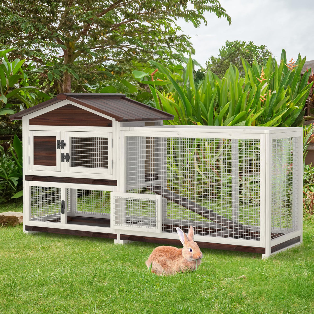60" Wooden Rabbit Hutch E40576